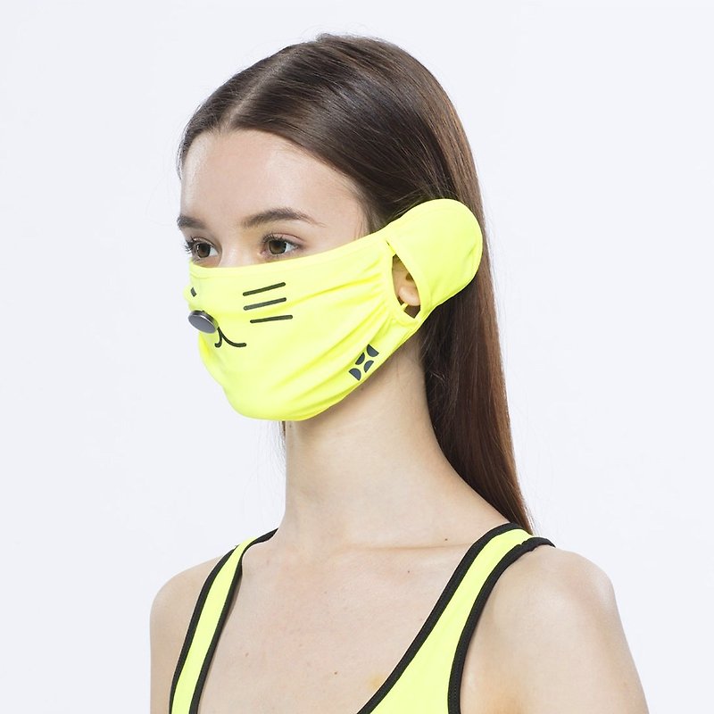 小萌達花貓美膚口罩-大人-黃 - 口罩/口罩收納套 - 聚酯纖維 黃色