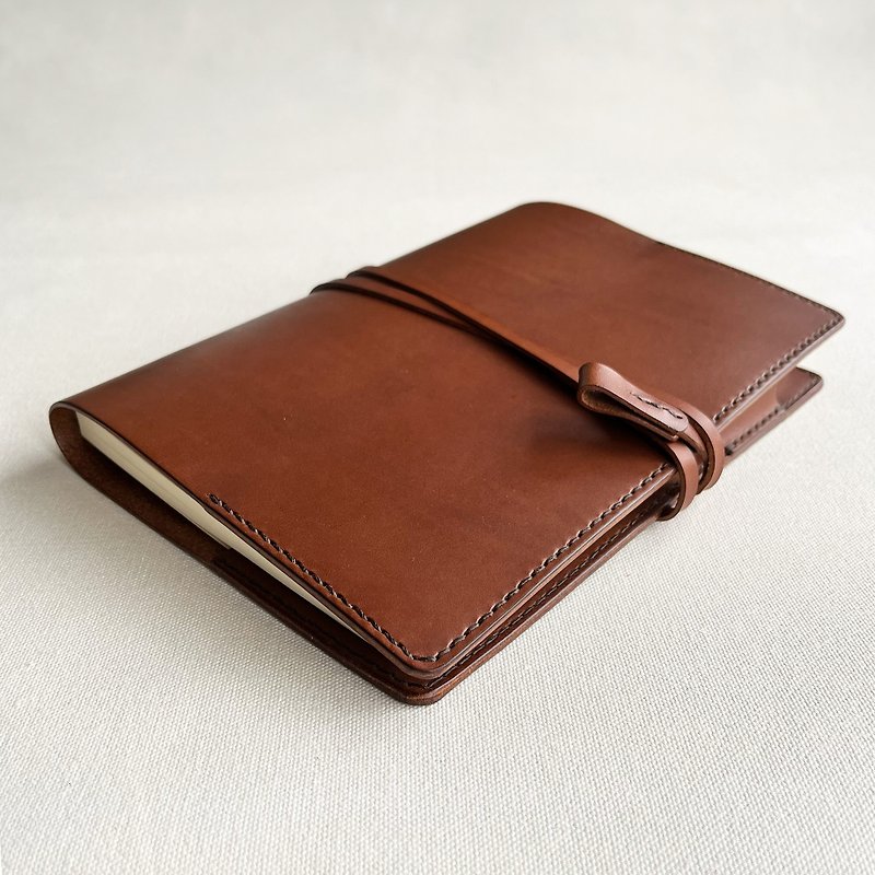 Emmanuelle II A5 Notebook Leather Book Cover/Handbook/Book Cover/Notebook-Autumn Maroon - Notebooks & Journals - Genuine Leather Brown