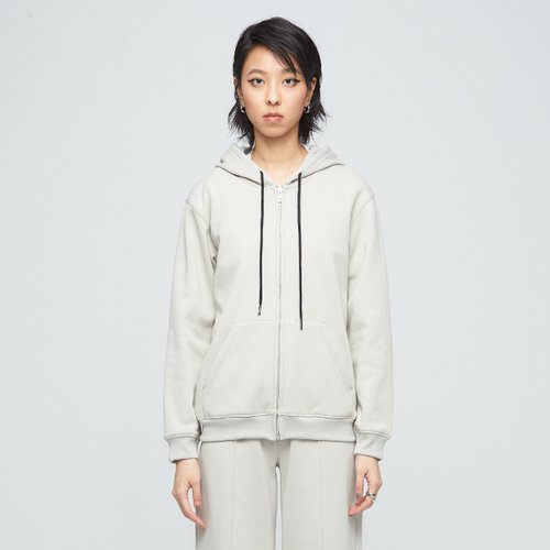 VOUX 抗菌連帽口袋外套(中性)-灰毛柳