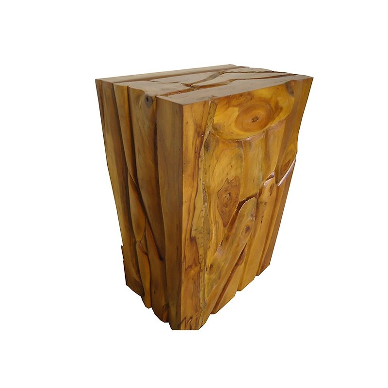 Wood Other Furniture Brown - [Jidi City Teak Furniture] LT-084B Log Rectangular Side Table Bedside Table