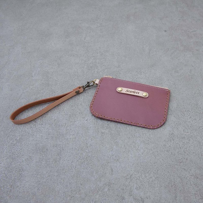 Coin purse leather bracelet with zipper bag lanyard lover gift