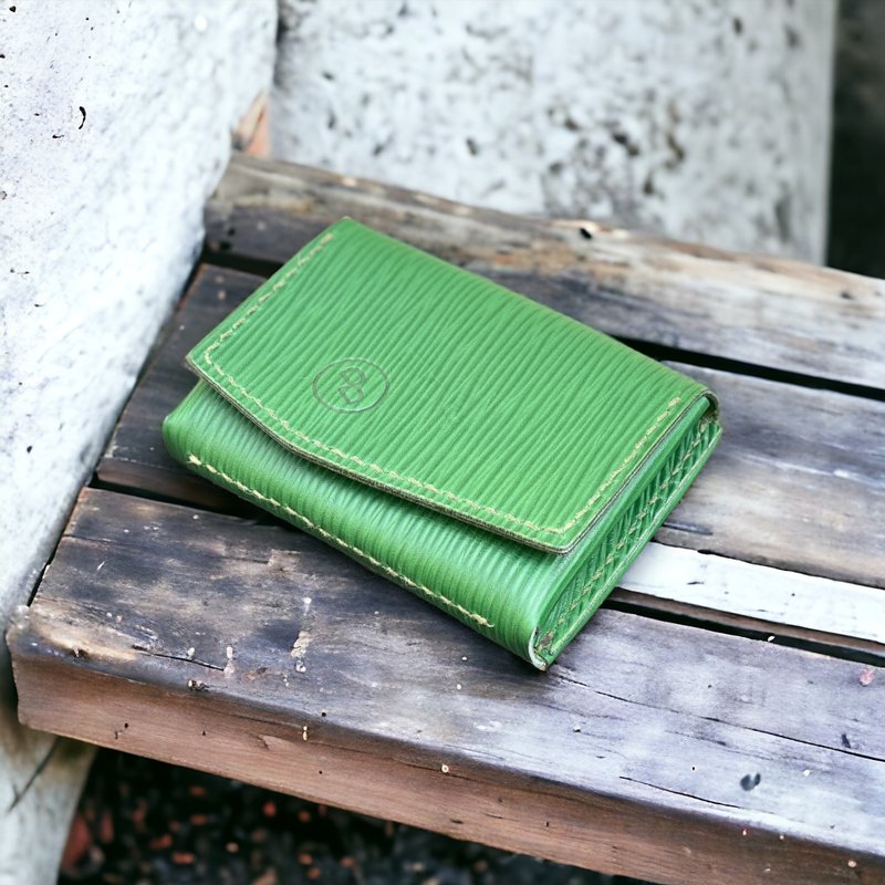 Limited Edition Cowhide Ladies Small Purse - Water Ripple Green (Birthday Gift Valentine's Day Christmas Gift) - กระเป๋าใส่เหรียญ - หนังแท้ สีเขียว