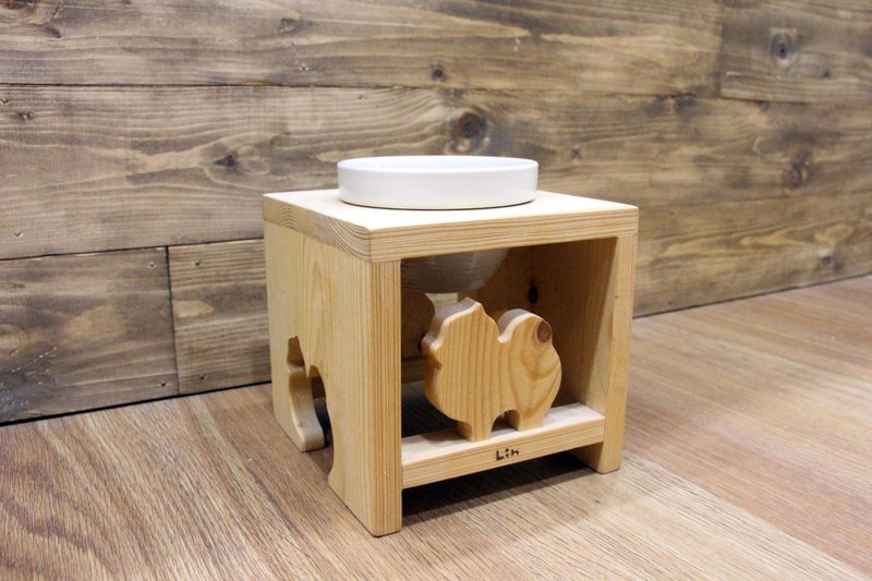 Wood Pet Bowls Brown - Log shape nailless pet bowl rack pet rack