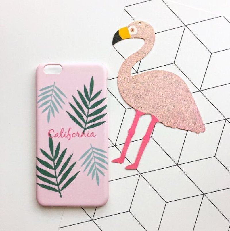 Ownlight phone shell ins Korean wind frosted original design pink California alphabet leaves - เคส/ซองมือถือ - วัสดุอื่นๆ สึชมพู