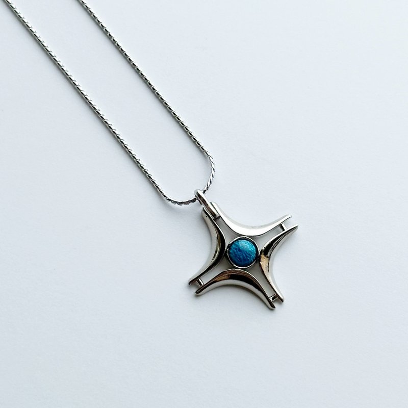 Southern Cross [Aquamarine] Cloisonne Pendant Sterling Silver Cloisonné - Necklaces - Glass Blue