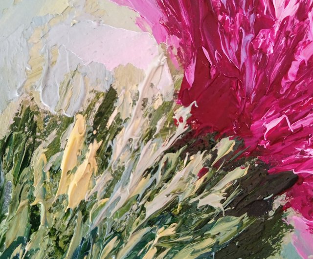 花と蜂の油絵【蜂と杏子】1点物の原画/作者サイン入り/真作/油彩画/希少品 蜂の絵の花の壁アート原画油絵 10*15 センチメートル - ショップ