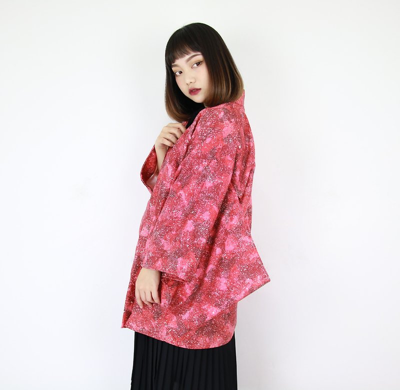 Back to Green: Japan brings back kimono kiwi fireworks to men and women // vintage kimono (KC-28) - Women's Casual & Functional Jackets - Silk 