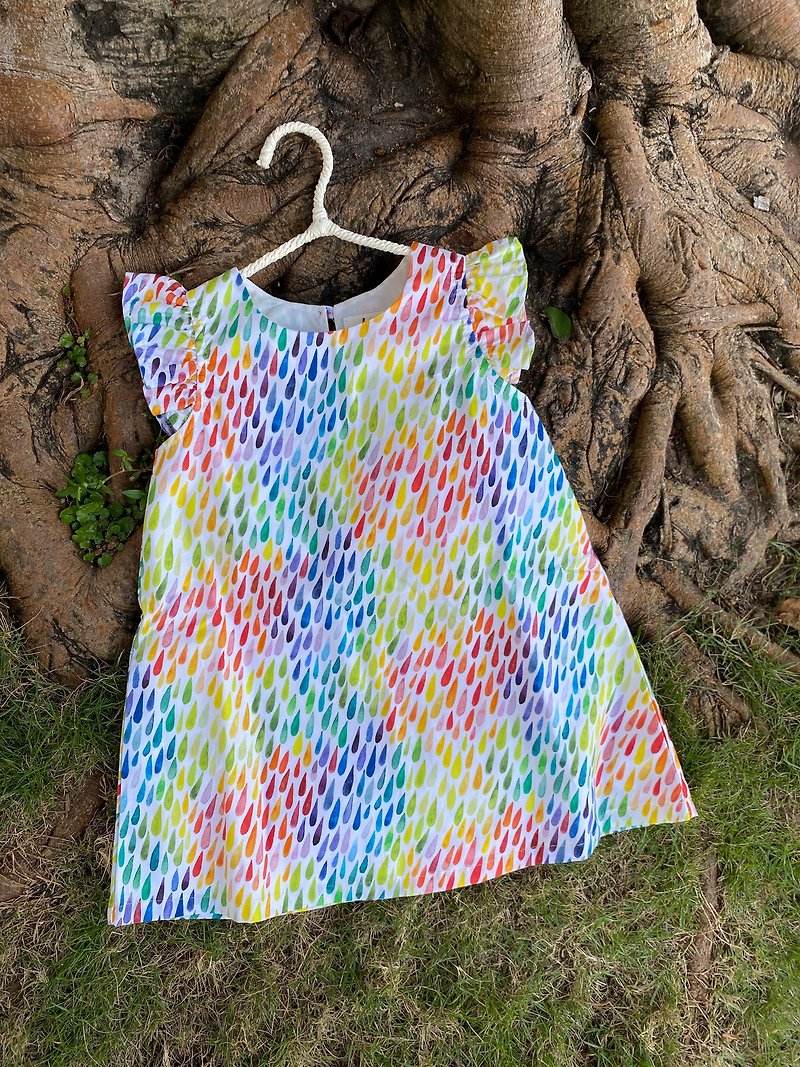Watercolor Raindrop Sleeveless Dress - กระโปรง - ผ้าฝ้าย/ผ้าลินิน หลากหลายสี