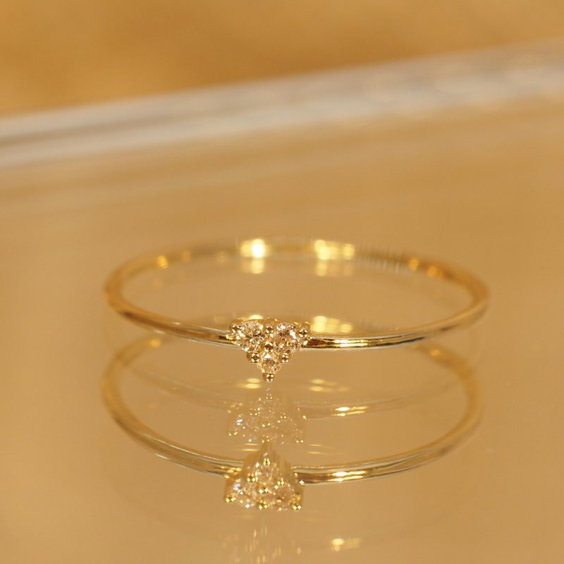 18K金鑽石心形超薄戒指18K Gold Diamond Heart Ultrathin Ring - 戒指 - 貴金屬 