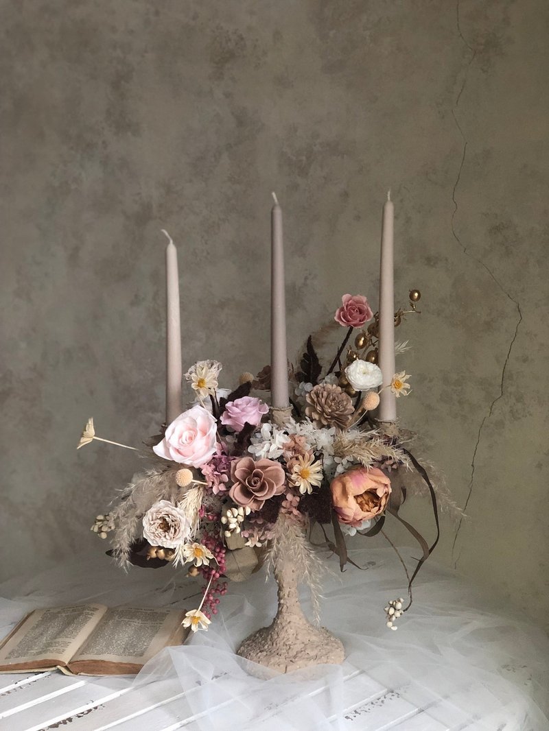 【竒花】法式浪漫永生燭台 乾燥花禮 生日禮物 情人節 開幕喬遷禮 - 乾燥花/永生花 - 植物．花 