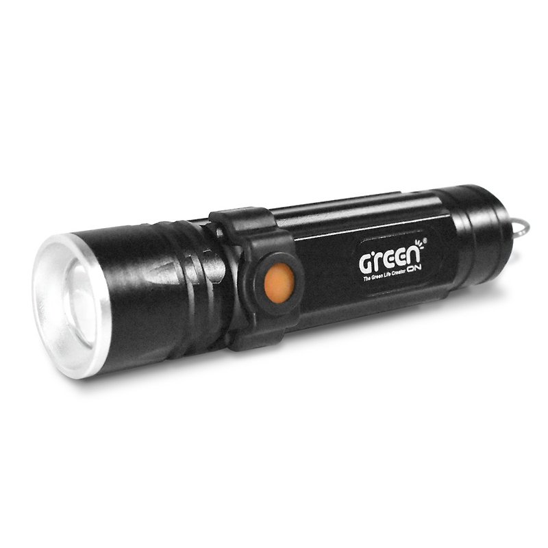 【GREENON】 LED フラッシュライト(GSL380) 懐中電灯 IPX6防水 充電式 テレスコピックズーム - キャンプ・ピクニック - アルミニウム合金 ブラック