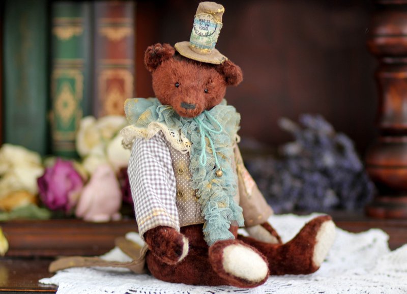 OOAK Artist Teddy Bear Vintage Victorian Style Collectible Stuffed Antique Geral - 公仔/玩偶 - 其他材質 多色