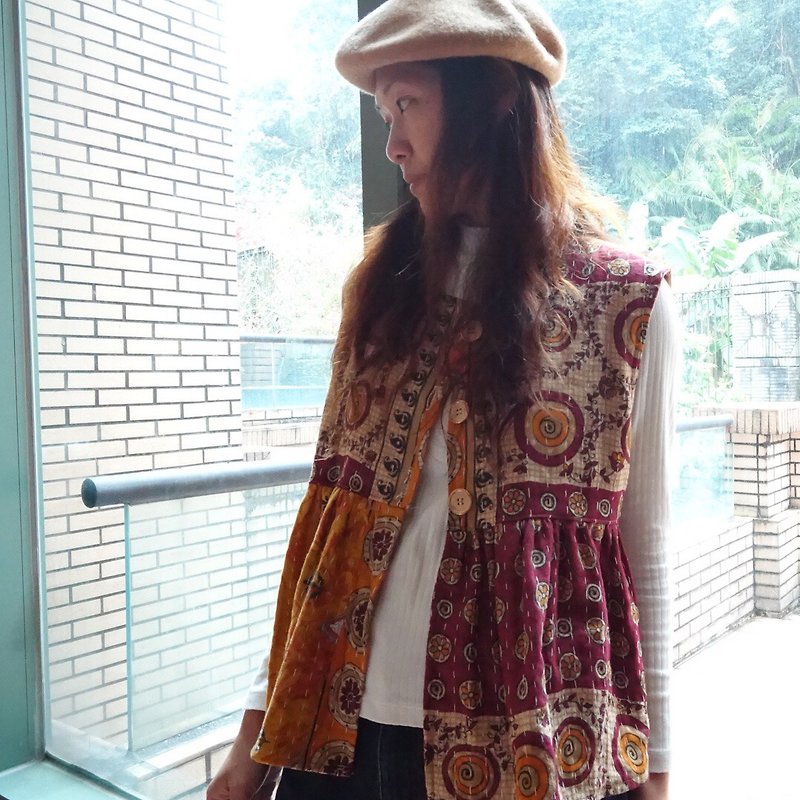 Woman kantha vest - เสื้อกั๊กผู้หญิง - ผ้าฝ้าย/ผ้าลินิน หลากหลายสี