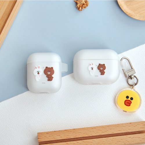 TOYSELECT LINE FRIENDS經典-熊大與兔兔強悍防摔AirPods保護套(附吊飾)