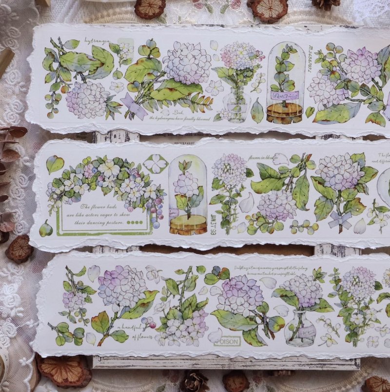 エンドレスサマー レトロアジサイ PET & 和紙マスキングテープ - マスキングテープ・PET テープ - その他の素材 パープル