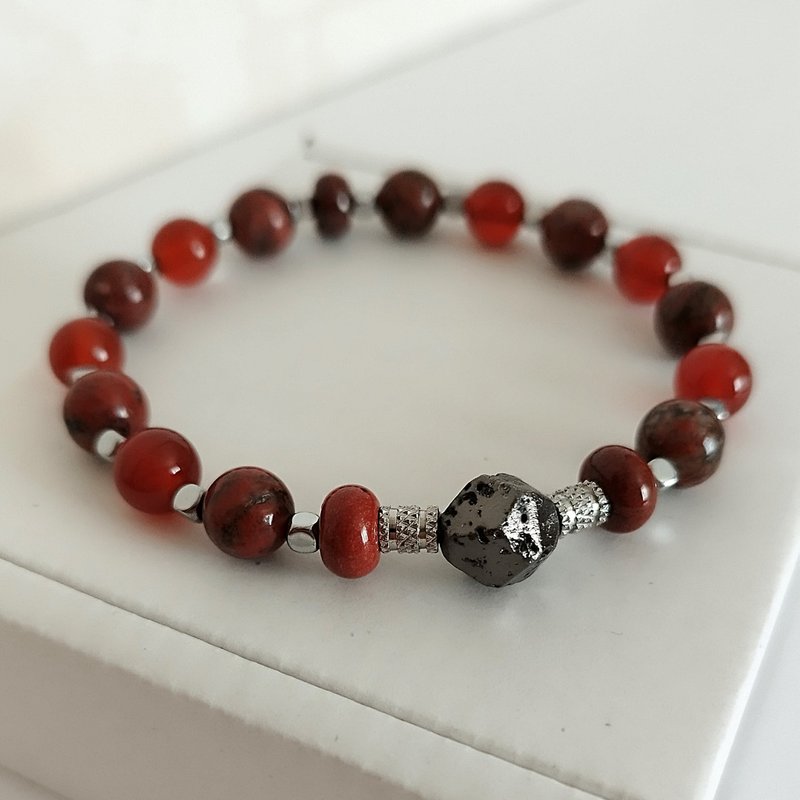Stylish bracelet jasper carnelian hematite lava Jewelry for women - 手鍊/手環 - 半寶石 多色