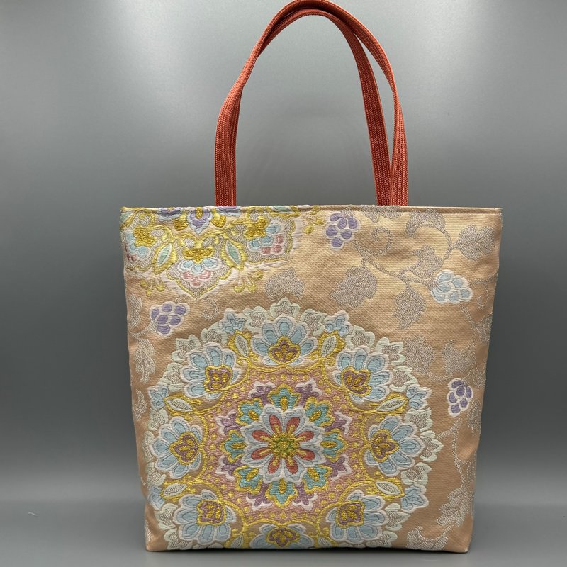 Kimono Obijime Remake Tote bag - Handbags & Totes - Silk Pink