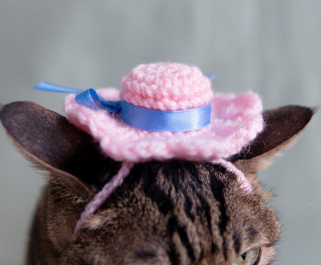 麦わら帽子 マイストハット 猫 犬用ペットアクセサリーピンクレースハット ショップ 椿と猫 洋服 帽子 Pinkoi