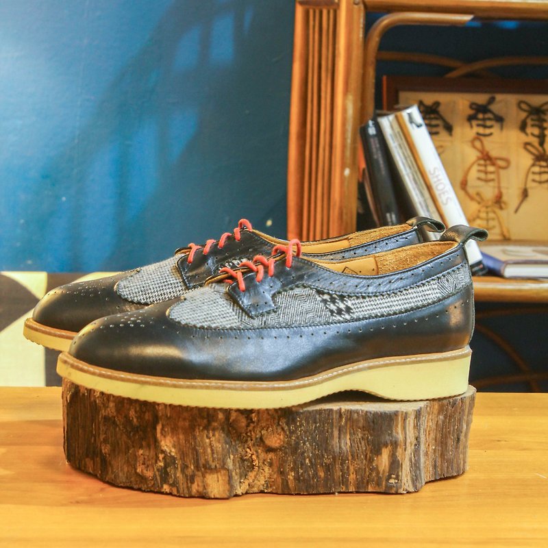 [Show samples] Handmade custom brogue carved shoes-BR03 black leather shoes men's gentleman shoes - รองเท้าหนังผู้ชาย - หนังแท้ สีดำ