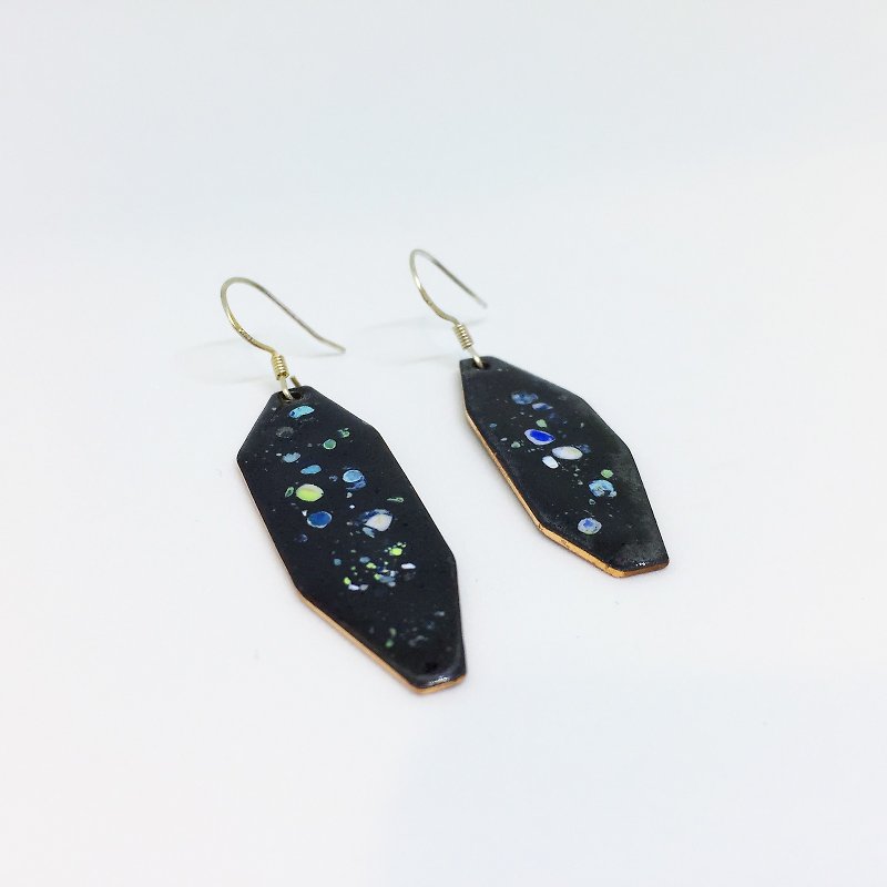 ► ◄ small universe enamel earrings Valentine's Day gift. Christmas gift. Birthday gift - Earrings & Clip-ons - Enamel Green