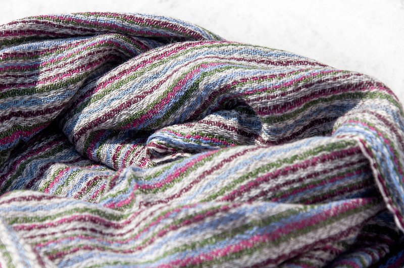 Cashmere Cashmere / Knitted Scarf / Pure Wool Scarf / Wool Shaw - Nordic Rainbow Stripe - Knit Scarves & Wraps - Wool Multicolor
