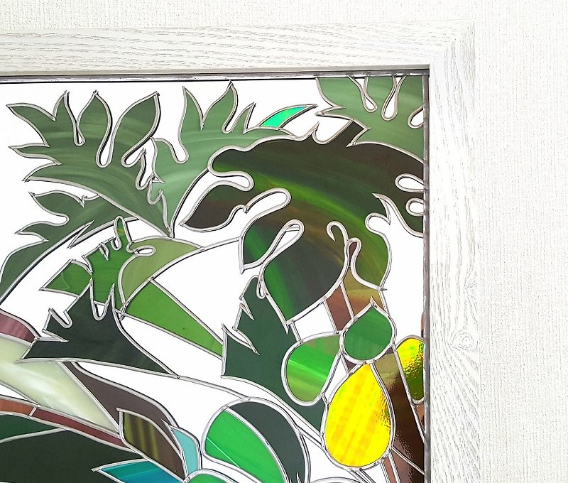 グラスアート木製白色フレームミラー　　琉球アイランド - 壁貼/牆壁裝飾 - 其他金屬 多色