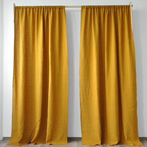 True Things Ochre regular and blackout linen curtains / Custom curtains / 2 panels