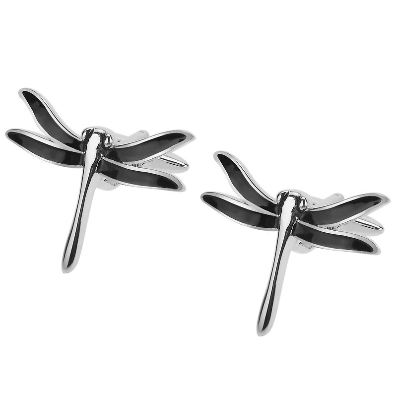Other Metals Cuff Links Black - Dragonfly Cufflinks