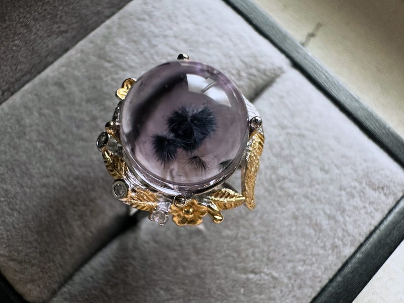 紫海膽花水晶 s 925 銀 - 戒指 - 水晶 