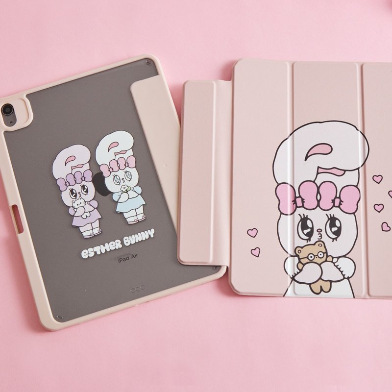 艾絲樂小兔抱抱小熊強悍磁吸iPad三折/Y折保護殼 - 平板/電腦保護殼/保護貼 - 塑膠 多色