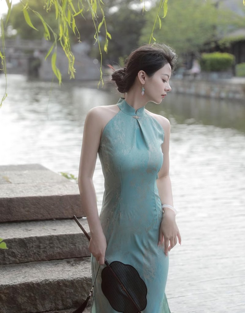 New Chinese retro improved cheongsam dress - One Piece Dresses - Other Materials Blue