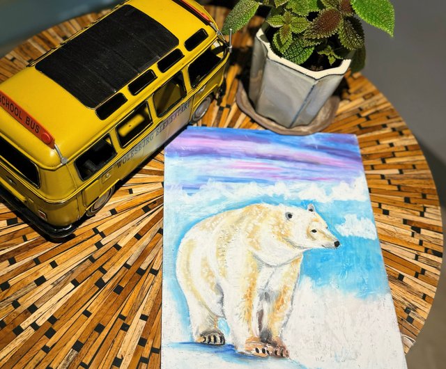 もんちゃん#18 原画 oil painting くま シロクマ もんちゃん#14 原画 oil painting くま シロクマ
