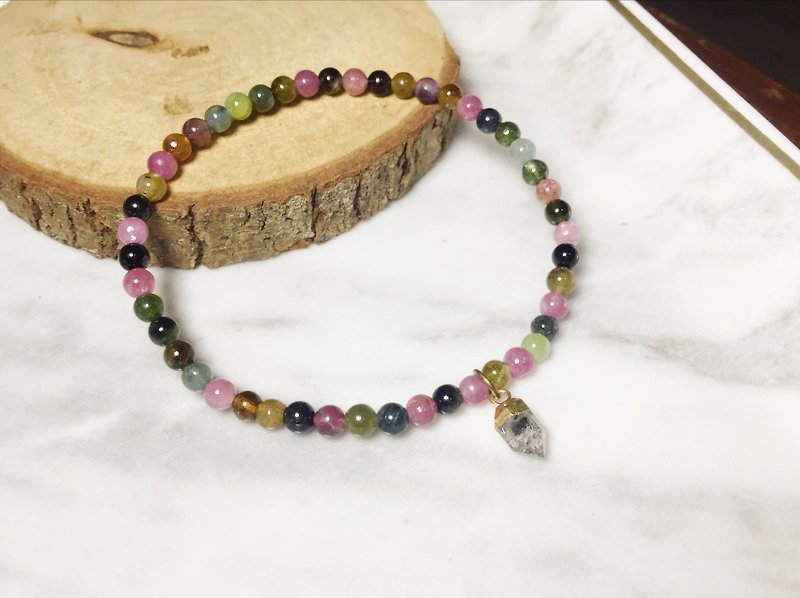 MH Brass Natural Stone Series_Color Jumping Sugar_Herkimon Mini Mine - Bracelets - Crystal Multicolor