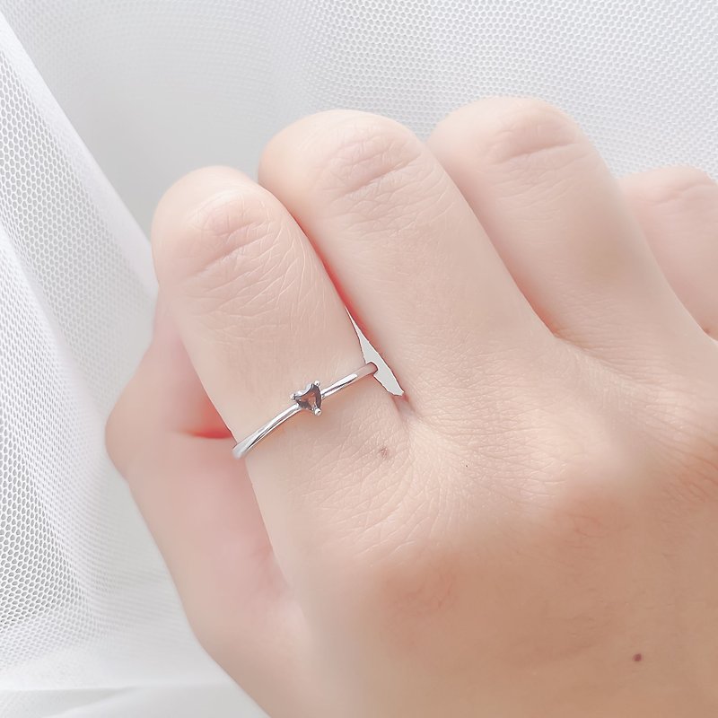 Tea crystal 925 sterling silver heart-shaped Gemstone prong ring adjustable ring