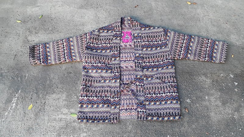 AMIN'S SHINY WORLD handmade KIMONO Persian national totem jacquard full version blouse coat - Men's Coats & Jackets - Cotton & Hemp Multicolor