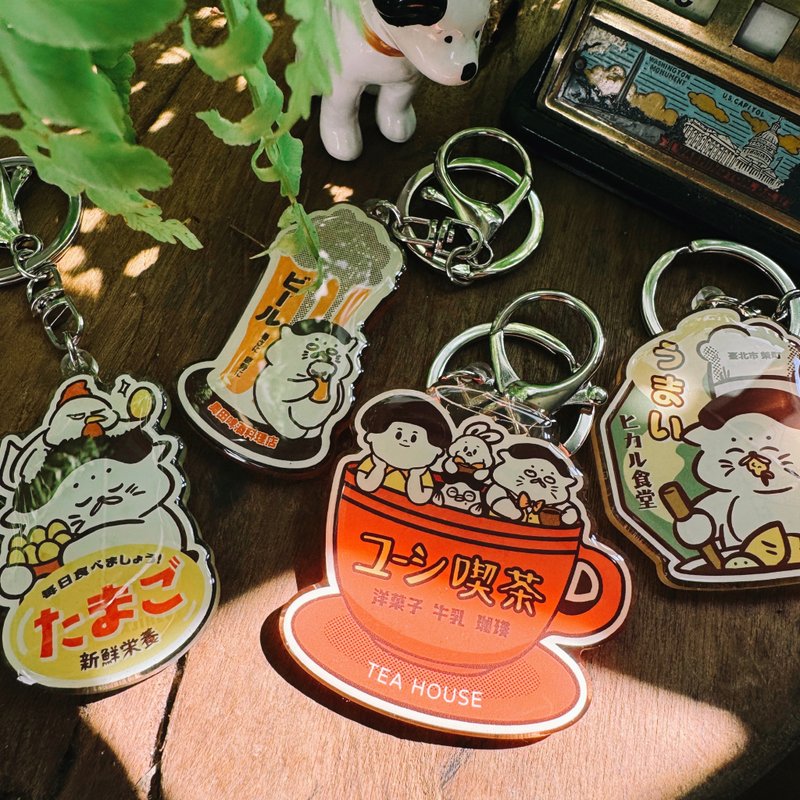 Shop - Glossy Resin Vintage Keychain - Double-Sided Print - ที่ห้อยกุญแจ - อะคริลิค 