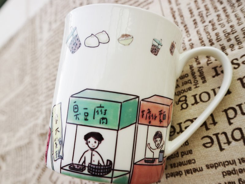 48 hours shipping bone china mugs-night market snacks exchange gifts - Mugs - Porcelain 