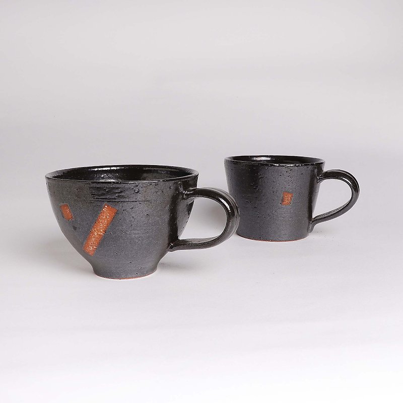 Ming bud kiln l black glazed geometric pattern cup - Mugs - Pottery Black