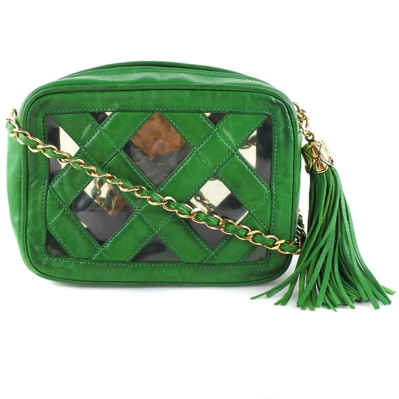 【日本直送】シャネル CHANEL チェーンショルダー ショルダーバッグ フリンジ ラムスキン 緑 レディース【中古】 - 側背包/斜背包 - 真皮 綠色