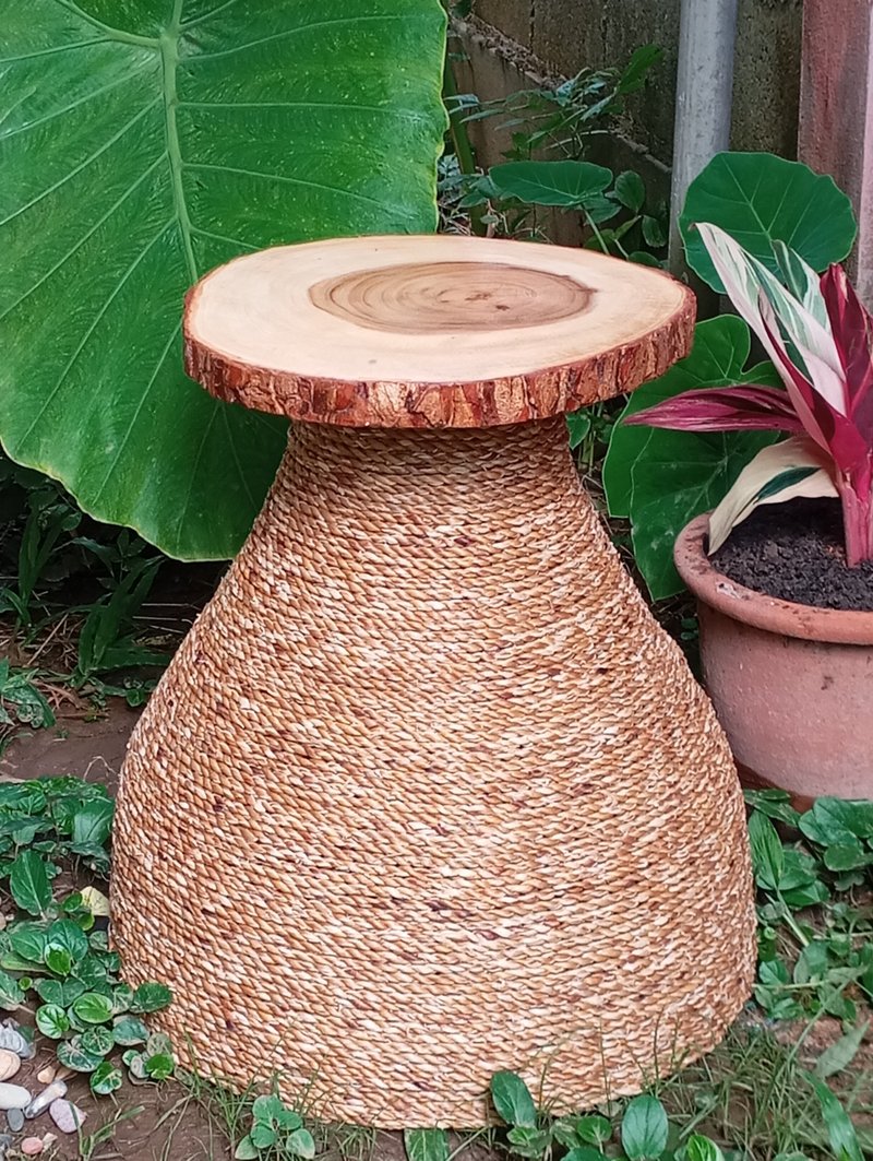 Original Rattan Bamboo Coffee Table with Wooden Top - 餐桌/書桌 - 竹 卡其色