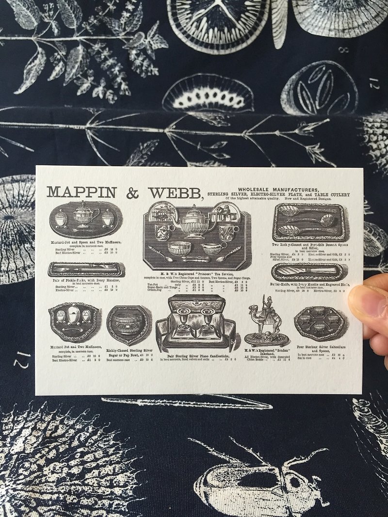 紙 卡片/明信片 多色 - 歐美早期知名廣告原版復刻明信片  英國銀器廣告