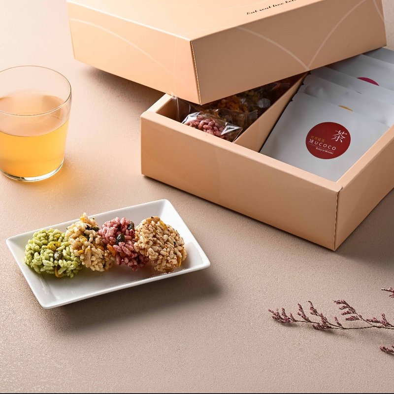 Gift Set: Cacao Tea + Rice Crackers - ชา - อาหารสด สีทอง