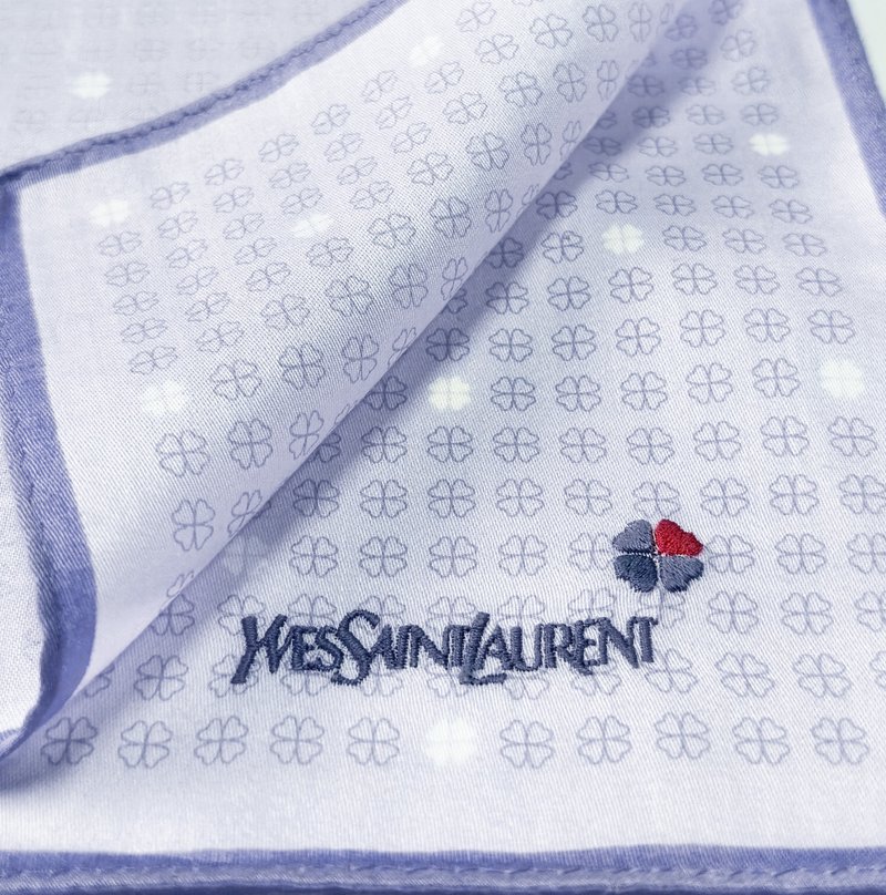 Yves Saint Laurent Vintage Handkerchief Lucky 4 Cover Leaf 19 x 19 inches. - 手帕 - 棉．麻 透明