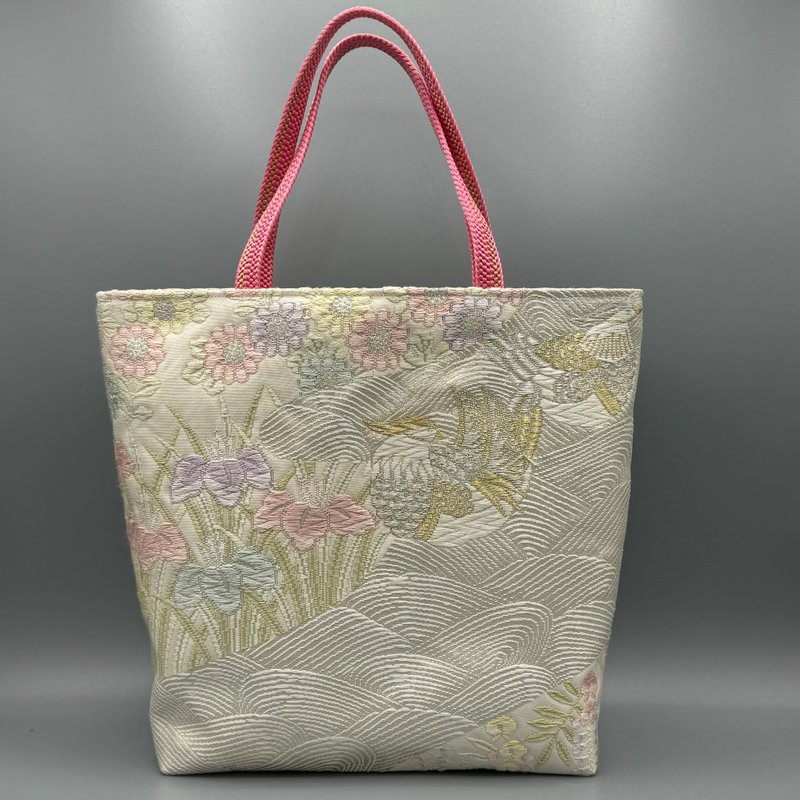 Kimono Obijime Remake Tote bag - Handbags & Totes - Silk White