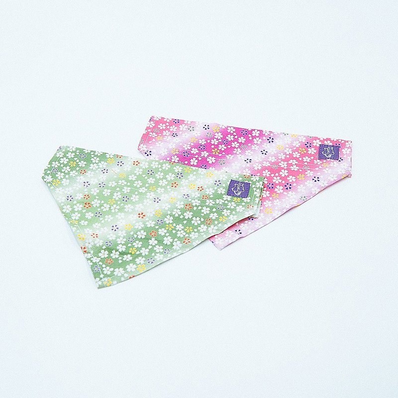 【Momoji】 寵物領巾 - Sakura - 貓狗頸圈/牽繩 - 棉．麻 綠色