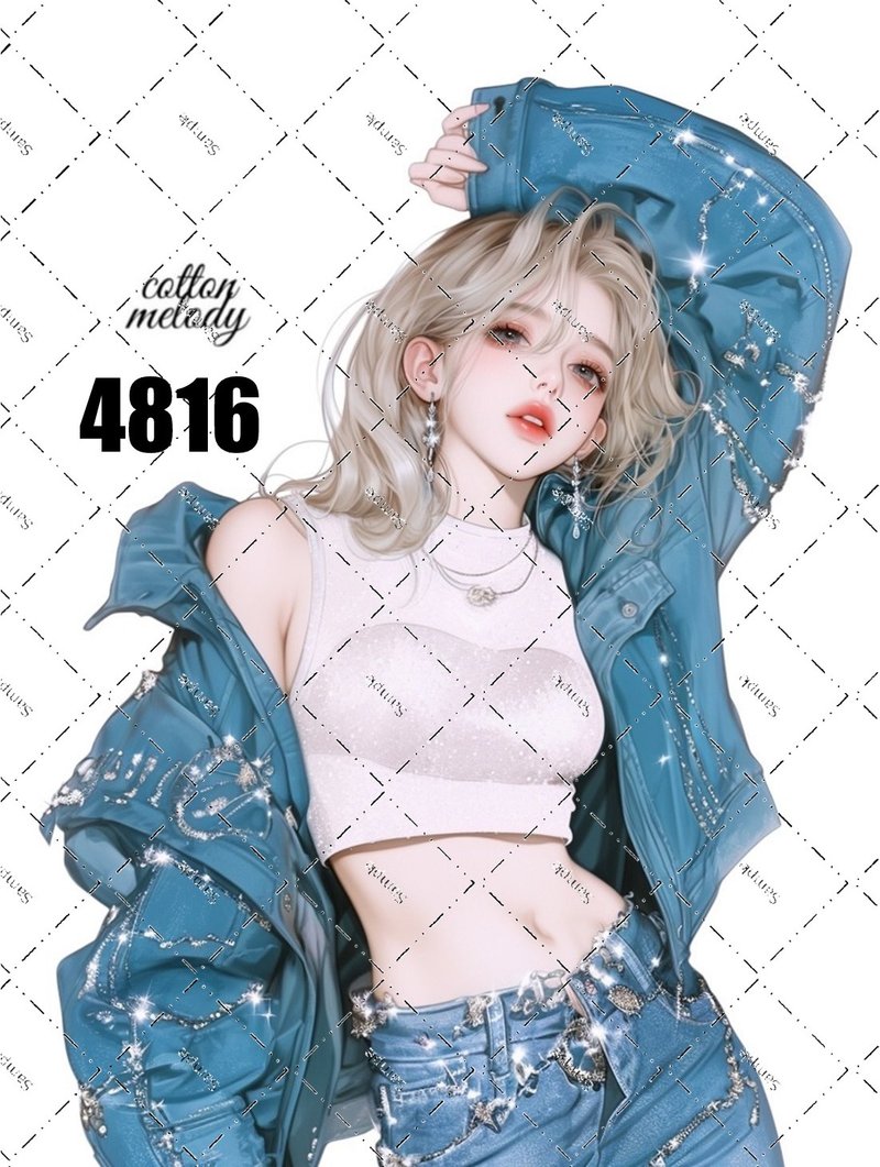 original sticker no.4815 人物ステッカー オリジナルステッカー オリジナル人物ステッカー 装飾ステッカー cotton melody - 貼紙 - 紙 
