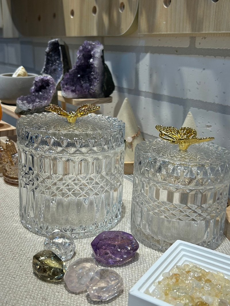 Huaguang-Zangjing Pavilion | Light luxury butterfly demagnetized glass crystal cup | Crystal purification - ของวางตกแต่ง - แก้ว 