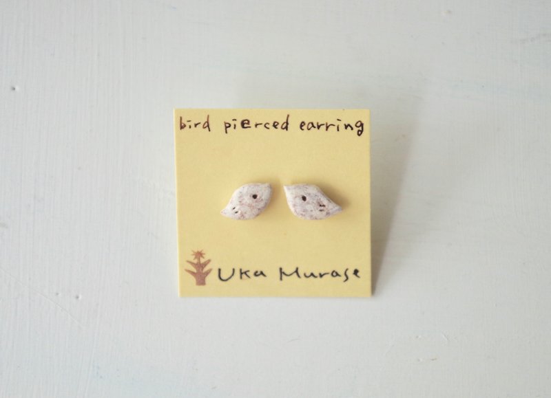 bird pierced earring - Earrings & Clip-ons - Pottery White