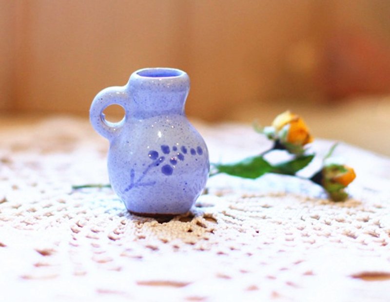 [Good day] Germany vintage fetish hand-painted pottery vase - ของวางตกแต่ง - ดินเผา สีน้ำเงิน
