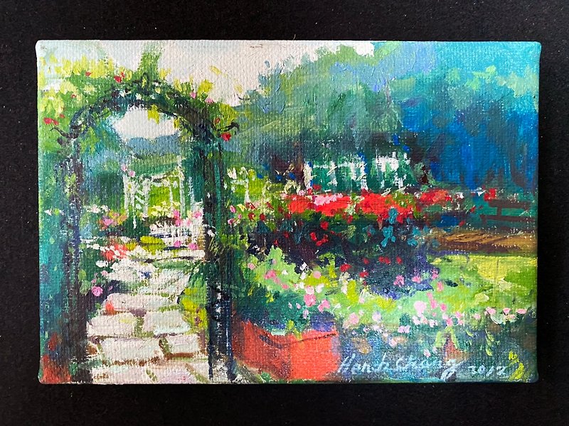 Landscape Oil Painting-Shilin Mansion Garden - โปสเตอร์ - ผ้าฝ้าย/ผ้าลินิน สีเขียว